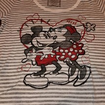 Disney Store Mickey Minnie Mouse Womens Size L Striped Tee Shirt Top Gra... - £10.09 GBP