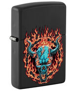 Burning Devil Skull, Raised Print - Black Matte  ZIPPO LIGHTER - $37.95