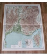 1922 ORIGINAL VINTAGE MAP OF RHONE-ALPES COTE D&#39;AZUR LYON MARSEILLE FRANCE - £17.90 GBP