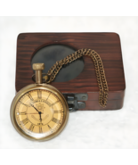 Nautical Vintage American Elgin Look Antique 2&quot; Brass Pocket Watch With ... - £39.85 GBP