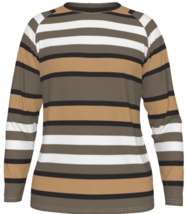Men&#39;s long sleeve T-shirt horizontal stripes cream, brown and white - £31.34 GBP