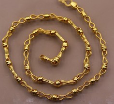 22 Kt Yellow Gold Chain Linked Chain With Special Design Hallmark Sign N... - $2,694.37+