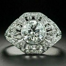 1.50Ct Simulated Diamond Vintage Art Deco Milgrain Ring White Gold Plate... - $121.54
