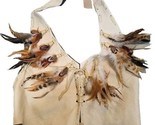 Easyriders Brown Genuine Leather Fringe Feathered Crop Top Adjustable VT... - $39.55