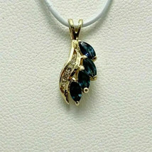 2Ct Marquise Cut Simulated Sapphire Cluster Pendant 14k Yellow Gold Plated 18&quot; - £39.45 GBP