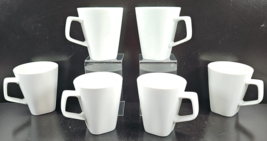 6 Home Trends Canopy White Mugs Set Square Bottom Porcelain Coffee Tea C... - £54.43 GBP