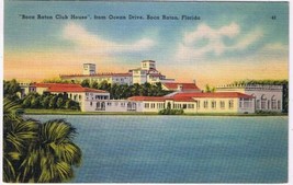 Florida Postcard Boca Raton Club House From Ocean Drive - $2.96