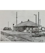 Randolph Minnesota Railroad Train Depot Drawing John Cartwright Print 1988 - £15.48 GBP