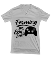 Farming for Epic Loot! , ash Vneck Tee. Model 60077  - £24.04 GBP