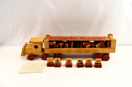 Vintage Wooden Block Learn the Alphabet Toy Transport Truck Semi Trailer... - £22.54 GBP