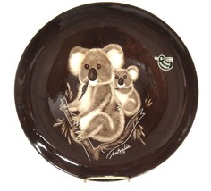 Little Sydney Pottery Koala Bear Australia Wall Plate 8&quot; Hand Painted Brown - £11.83 GBP