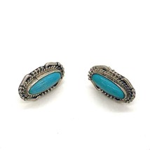 Vintage Signed Sterling Southwest Navajo Oval Turquoise Stone Post Stud Earrings - £35.33 GBP