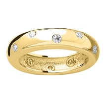 14K Yellow Gold Plated .15Ct Round Diamond Ring Band Wide 3/16 sz 4-10 - £75.04 GBP
