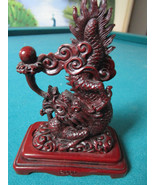 CHINESE RED DRAGON SERPENT RED RESINE 6&quot; TALL MARKED 2000 [a5#8] - $2,013.20 MXN