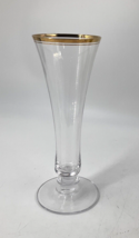 Mikasa Jamestown Crystal Flower Vase Gold Trim Rim 8 5/8&quot; x 3 1/8&quot; Wide EUC - $29.69