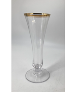 Mikasa Jamestown Crystal Flower Vase Gold Trim Rim 8 5/8&quot; x 3 1/8&quot; Wide EUC - £23.38 GBP