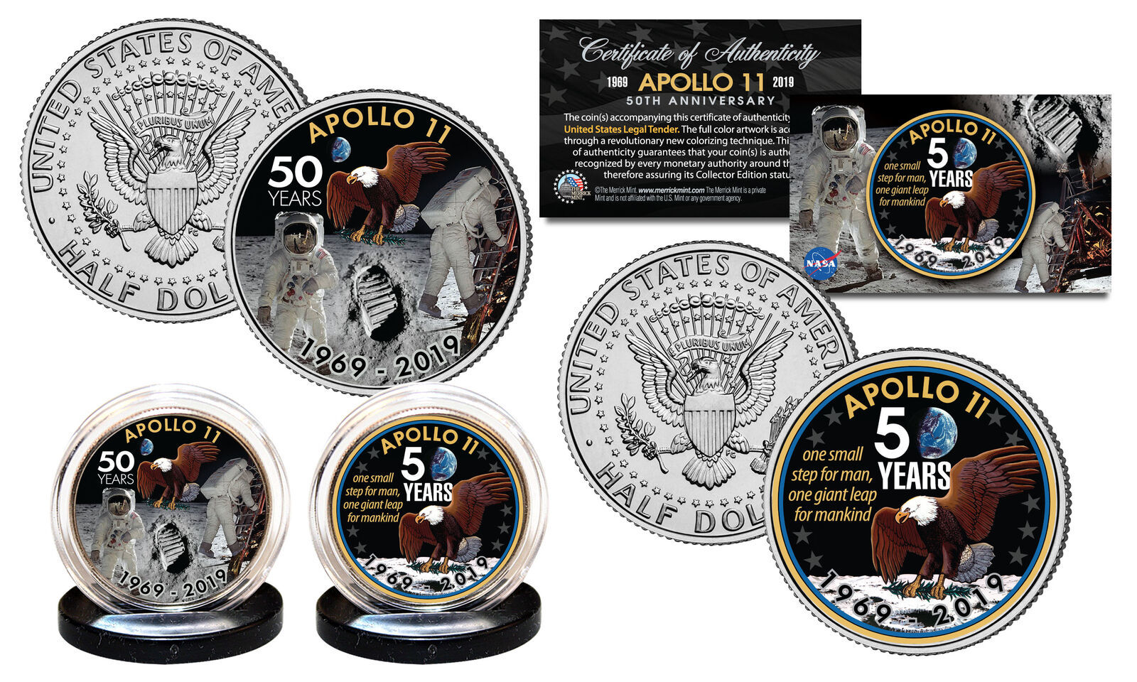 Primary image for APOLLO 11 50th Anniversary Man on Moon U.S. JFK Kennedy Half Dollar 2-Coin Set