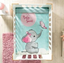 Girl Nursery Bedding Set Little Elephant Pink Nursery Baby Shower Gift 6 Pcs - £77.49 GBP