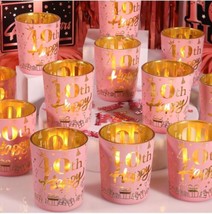 Happy 40th Birthday Candle Holders Women Happy 40 Frosted Votive Party 1... - £9.02 GBP