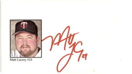 Matt Lecroy Autographed 3x5 Index Card Baseball Signed - $9.85