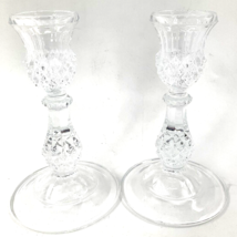 Cristal D’arques Durand Longchamp Candlesticks 6” Clear Diamond Cut Blown Glass - £11.67 GBP