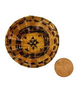 Miniature Handmade Woven Rattan Bowl Shaped Basket Hand Painted Design 2... - £15.32 GBP