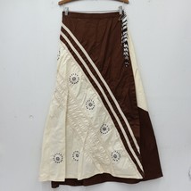 VTG Beaded Wrap Skirt Small Cinzie Brown Cream Long Maxi A-line Embellished - £22.43 GBP
