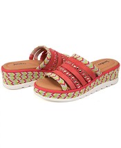 Jambu Women&#39;s Dahlia Leather Woven Stud Platform Wedge Sandals Coral Multi - $744.80 MXN