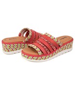 Jambu Women&#39;s Dahlia Leather Woven Stud Platform Wedge Sandals Coral Multi - $744.80 MXN