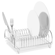 Stainless Steel Dish Drainer With Clear Plastic Tray And Cutlery Holder, Compact - $52.99