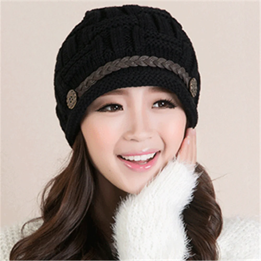And winter cute curling belt wool hat hip hop warm ear protection knitted cap wholesale thumb200