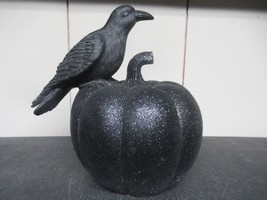 Black Glitter Crow on Pumpkin - $14.45