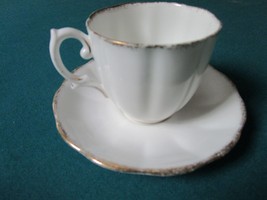 ROYAL ALBERT MID CENTURY 3 CUPS AND SAUCERS  ENGLAND   WHITE GOLD RIM OR... - £104.54 GBP