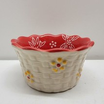 Temp-tations Old World Red White Snowflake Woven Pattern 4oz Holiday Dish 962918 - £7.76 GBP
