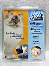 Soft Claws Nail Caps for Cats - Clear - Size Small - 40 NEW! Sealed! - $11.99