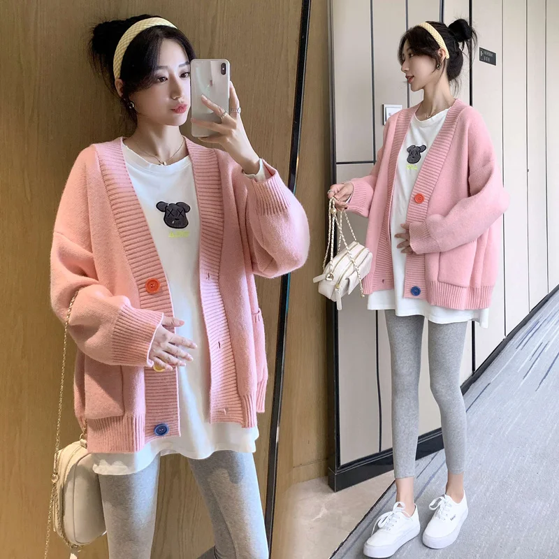 608# Autumn Winter Korean   Maternity Cardigan White Tees Sets Chic Ins s Clothe - £111.00 GBP