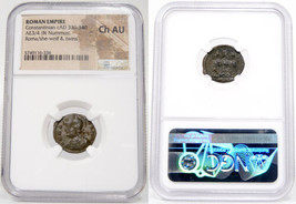 SHE WOLF Suckling Romulus &amp; Remus Twins NGC Choice AU Constantine the Great Coin - £296.83 GBP