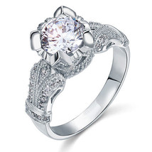 2 Ct Vintage Victorian Style Round Created 925 Silver Bridal Wedding Ring - £68.42 GBP
