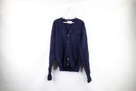 Vtg 60s Streetwear Mens Large Blank Lambswool Knit Pocket Cardigan Sweater USA - £101.17 GBP