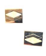 Vintage Swank Gold Tone &amp; Mother Of Pearl Diamond Pattern Cufflinks Set ... - $11.30