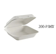 200-PACK EcoSource Compostable Medium Fiber Hinged Container 8"x8"x3" Cl... - $19.59