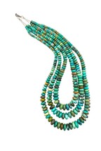 Navajo Sterling Silver Natural Blue Green Turquoise Multi Strand Beaded Necklace - £409.03 GBP