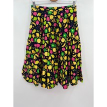 Magnolia Place Swing Circle Skirt Sz L Black Yellow Green Fruit Print - £19.40 GBP