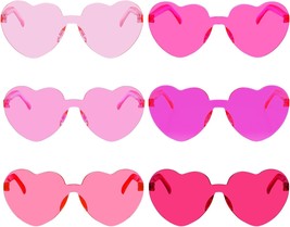 6 Pcs Heart Shape Sunglasses Frameless Transparent Glasses Party Favors for Girl - £13.31 GBP