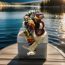 VINTAGE CHRISTMAS SNOWMAN &amp; TOYS LARGE STOCKING HANGER HOLDER HOOK - $24.75