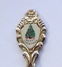 Collector Souvenir Spoon Merry Christmas Tree Porcelain Emblem - $4.99