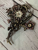 Vintage Sweet Romance Crystal Floral Brooch - £32.73 GBP