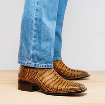 TUCSON Genuine Caiman Belly Skin Cowboy Boot from the Western CollectionMustard image 6