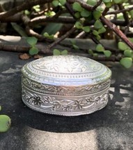 925 Silver Handmade Trinket Kajal Casket Jewelry Box Oval 5.5 X 4 cm 40.... - $116.59