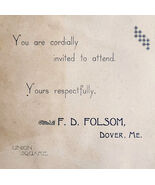 C1880s Invitation Card Half F.D. Folsom Dover Maine Victorian Union Squa... - $28.01 CAD